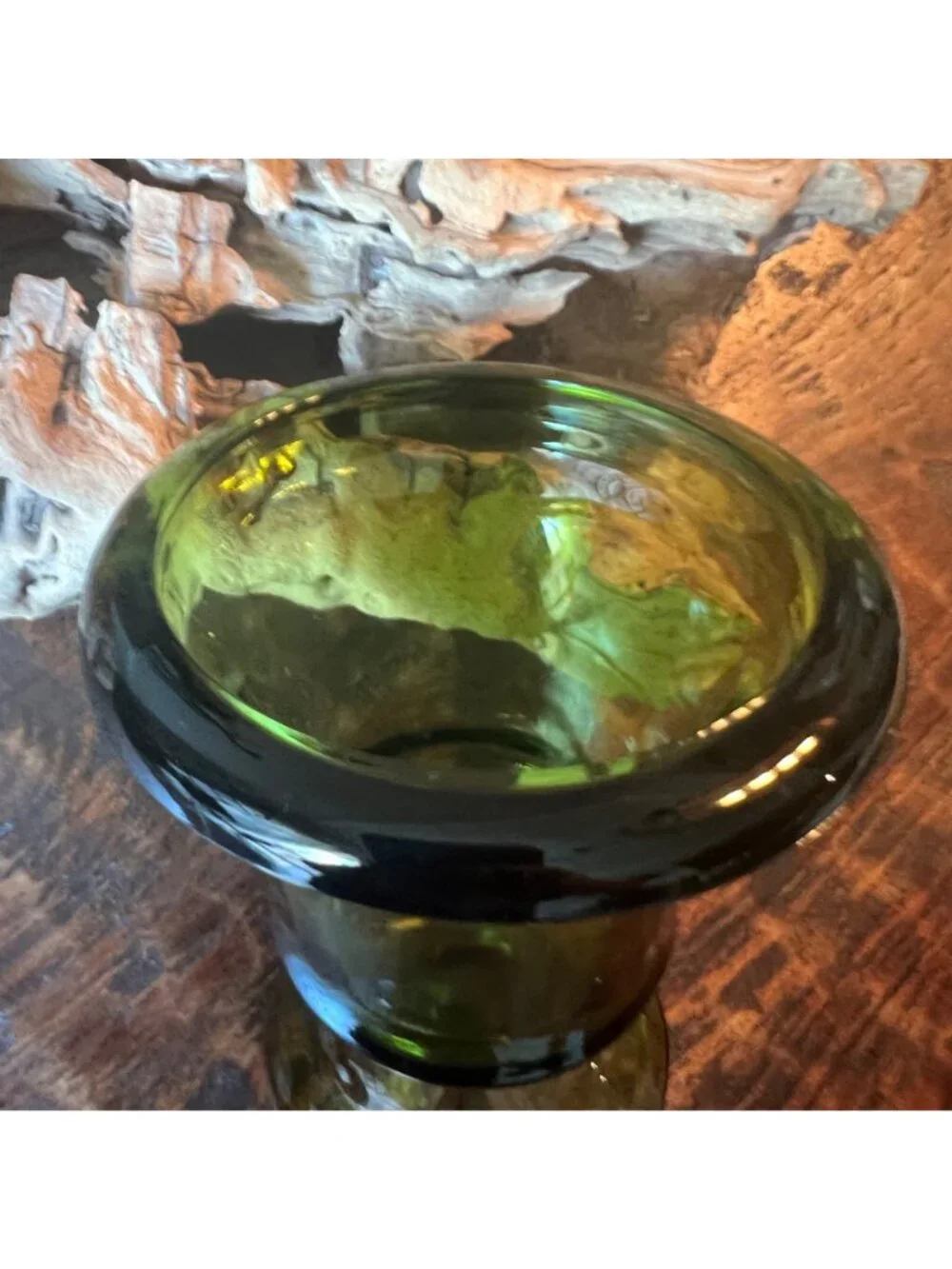 Vintage 70’s Olive Green Pedestal Vase